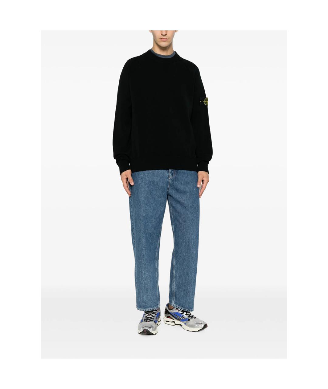 STONE ISLAND Черный хлопковый джемпер / свитер, фото 4