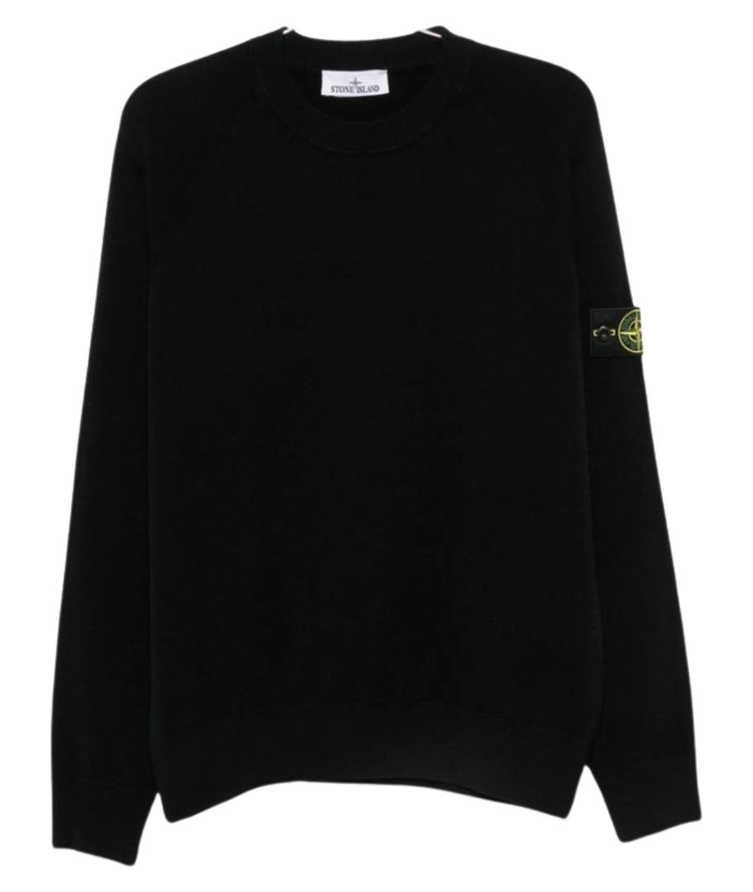 STONE ISLAND Черный хлопковый джемпер / свитер, фото 1