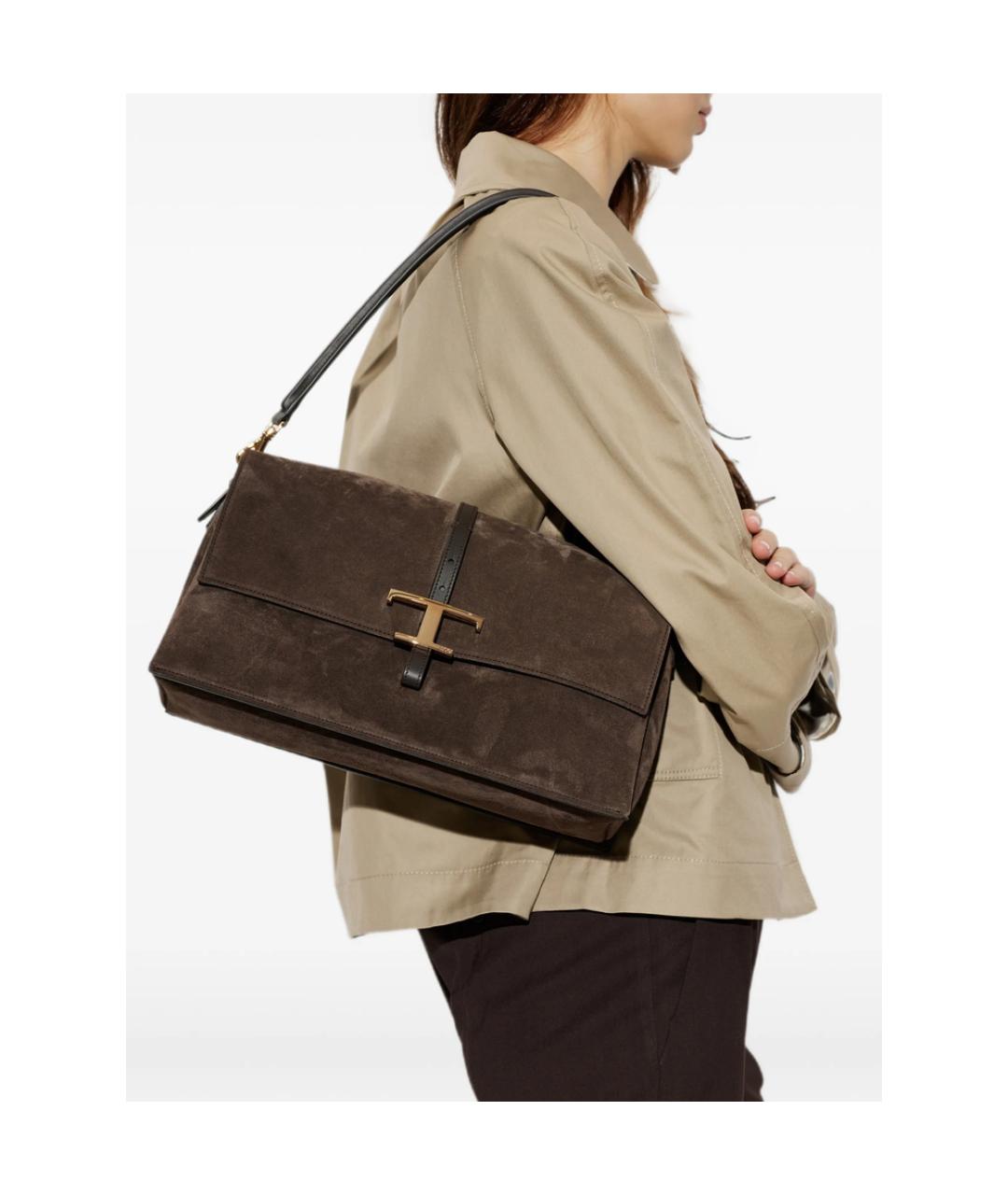 TOD'S Коричневая замшевая сумка через плечо, фото 3