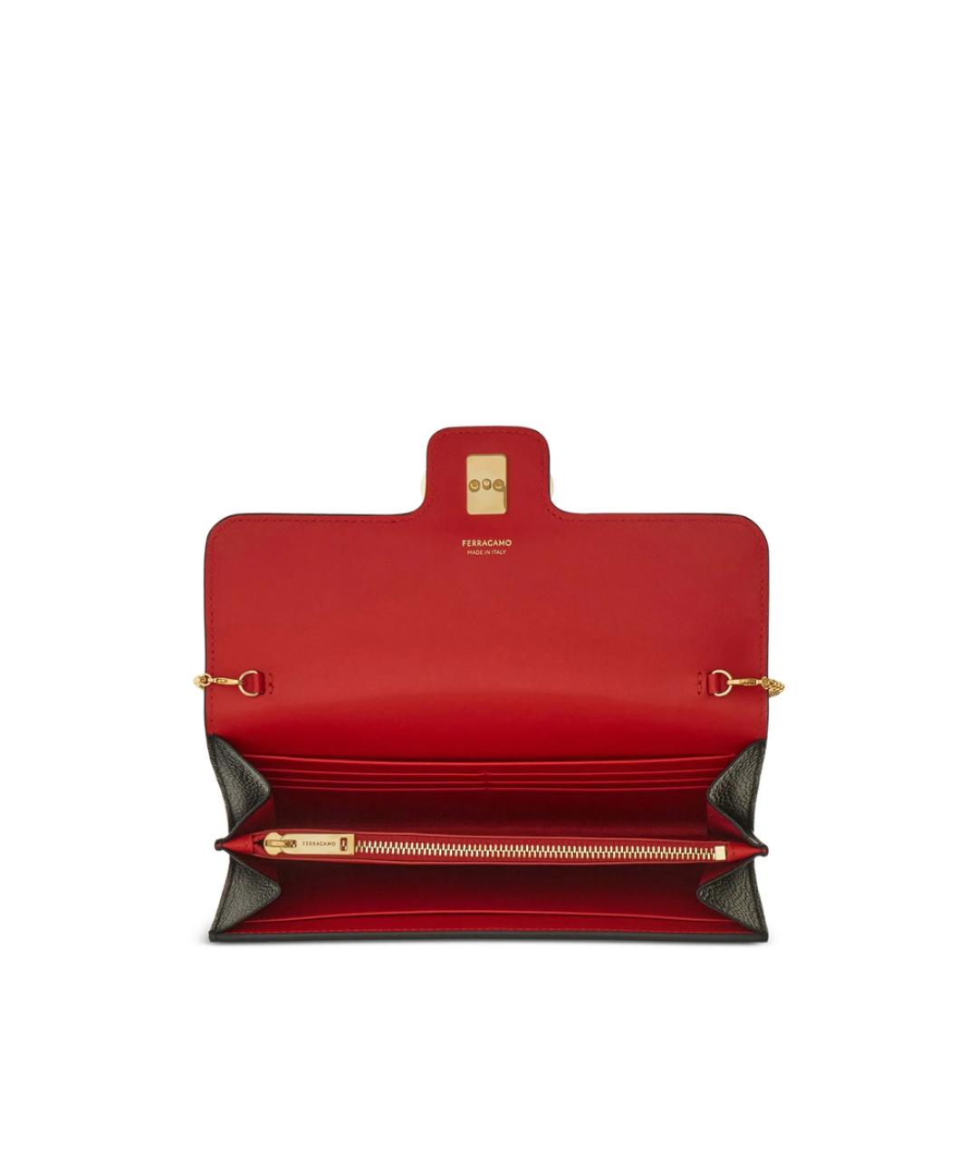FERRAGAMO Черный кожаный кошелек, фото 4