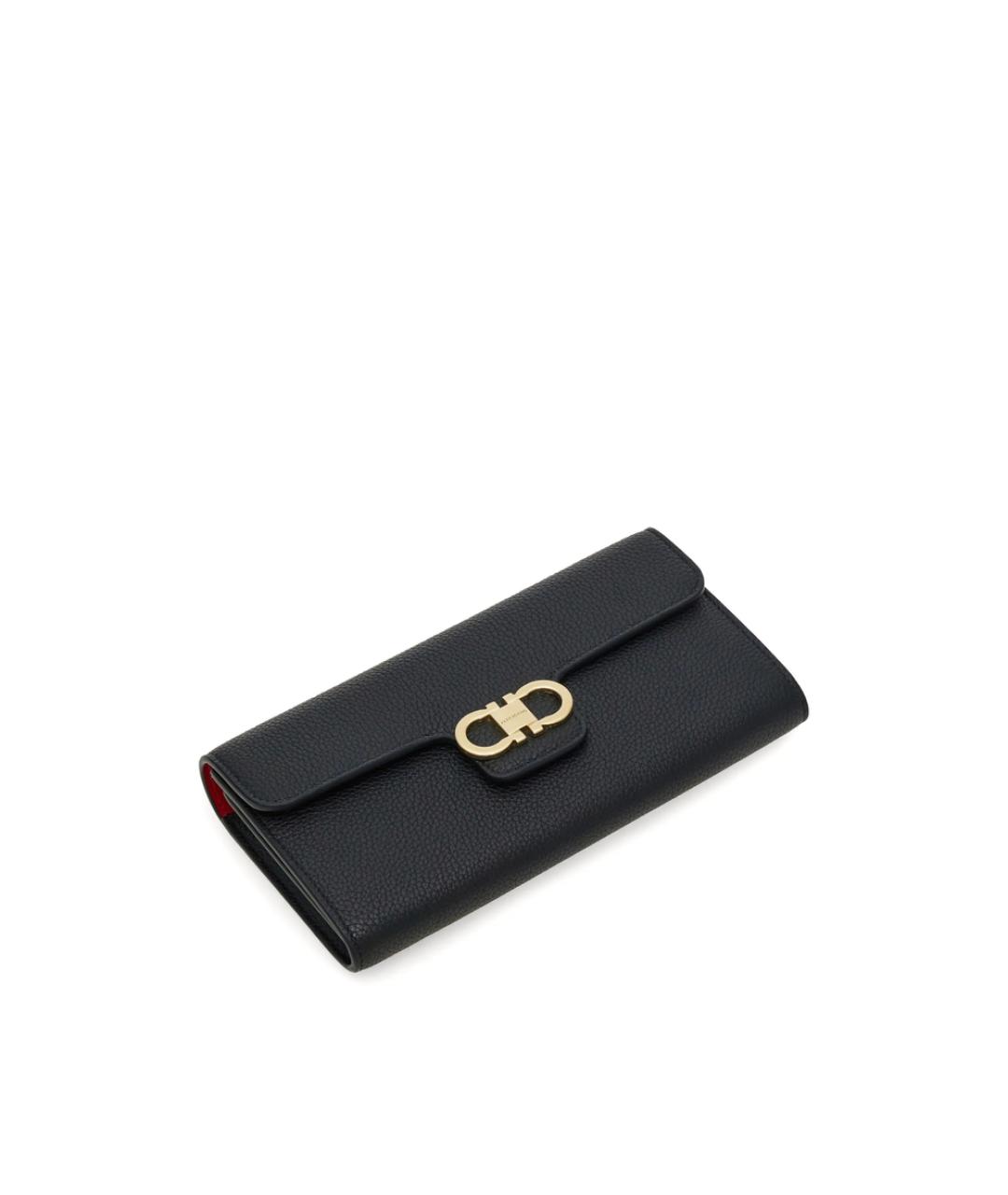 FERRAGAMO Черный кожаный кошелек, фото 3