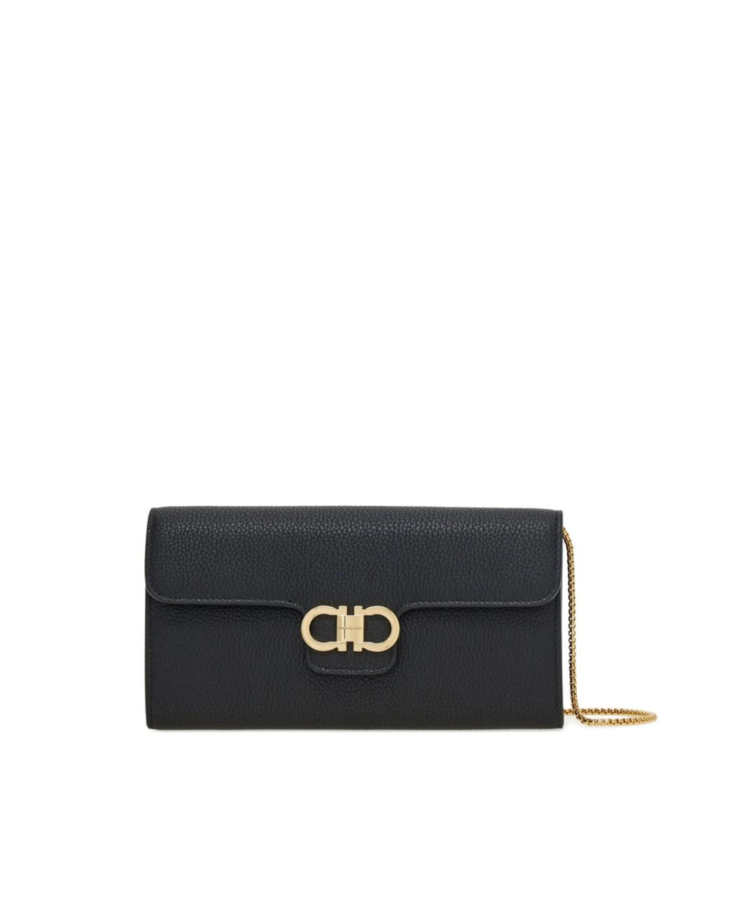 FERRAGAMO Черный кожаный кошелек, фото 1