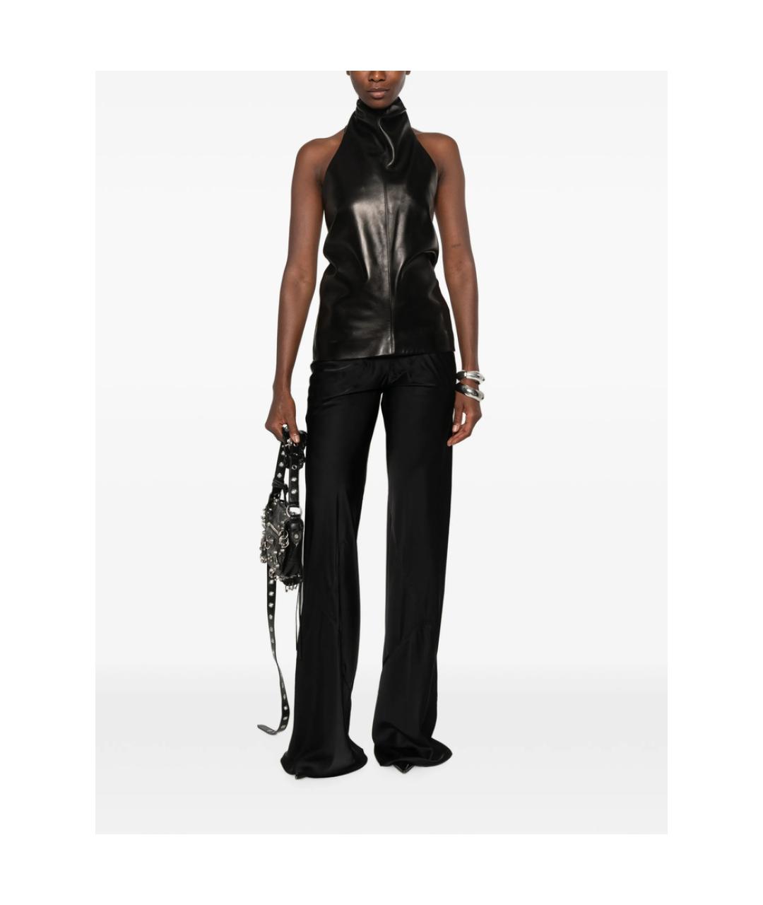 RICK OWENS Черные хлопковые прямые брюки, фото 2