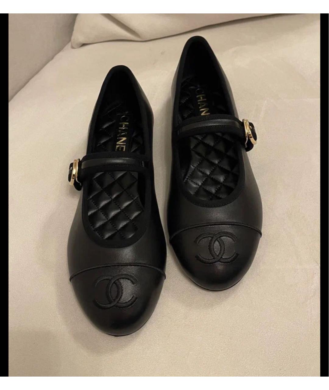CHANEL Черные кожаные балетки, фото 4