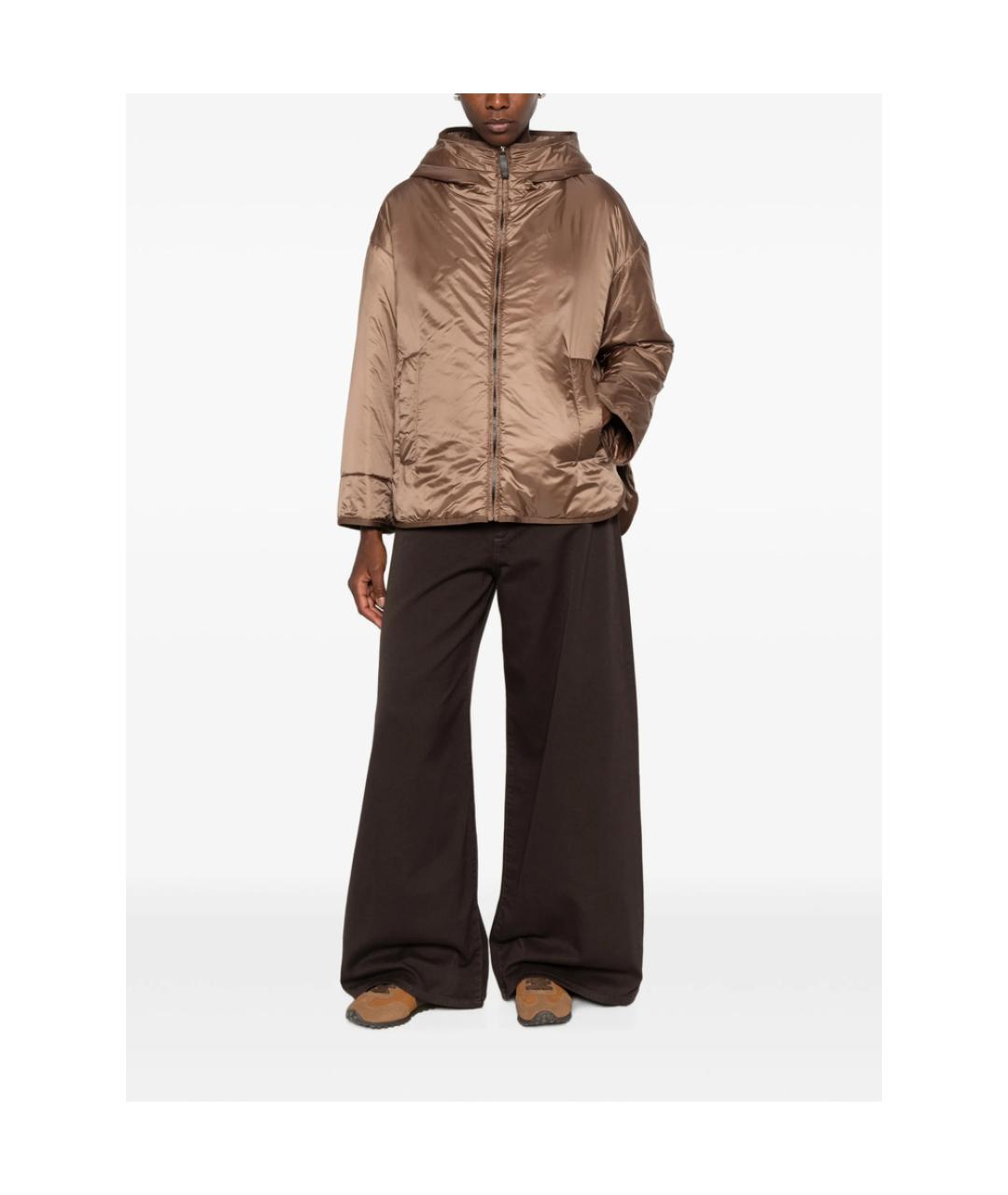 MAX MARA Коричневая полиэстеровая куртка, фото 5