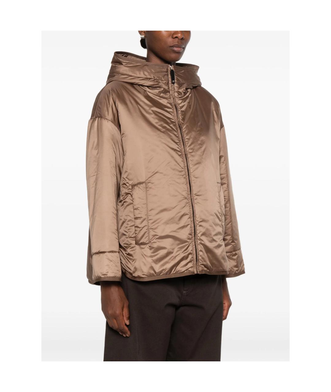 MAX MARA Коричневая полиэстеровая куртка, фото 4