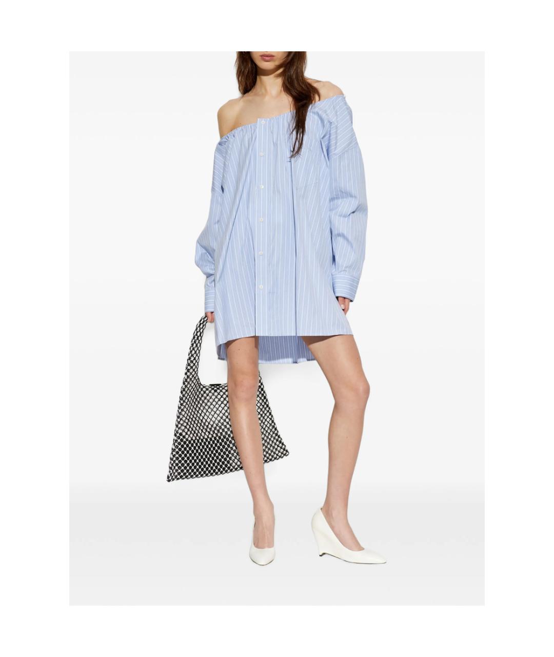 ALEXANDER WANG Голубое хлопковое повседневное платье, фото 2