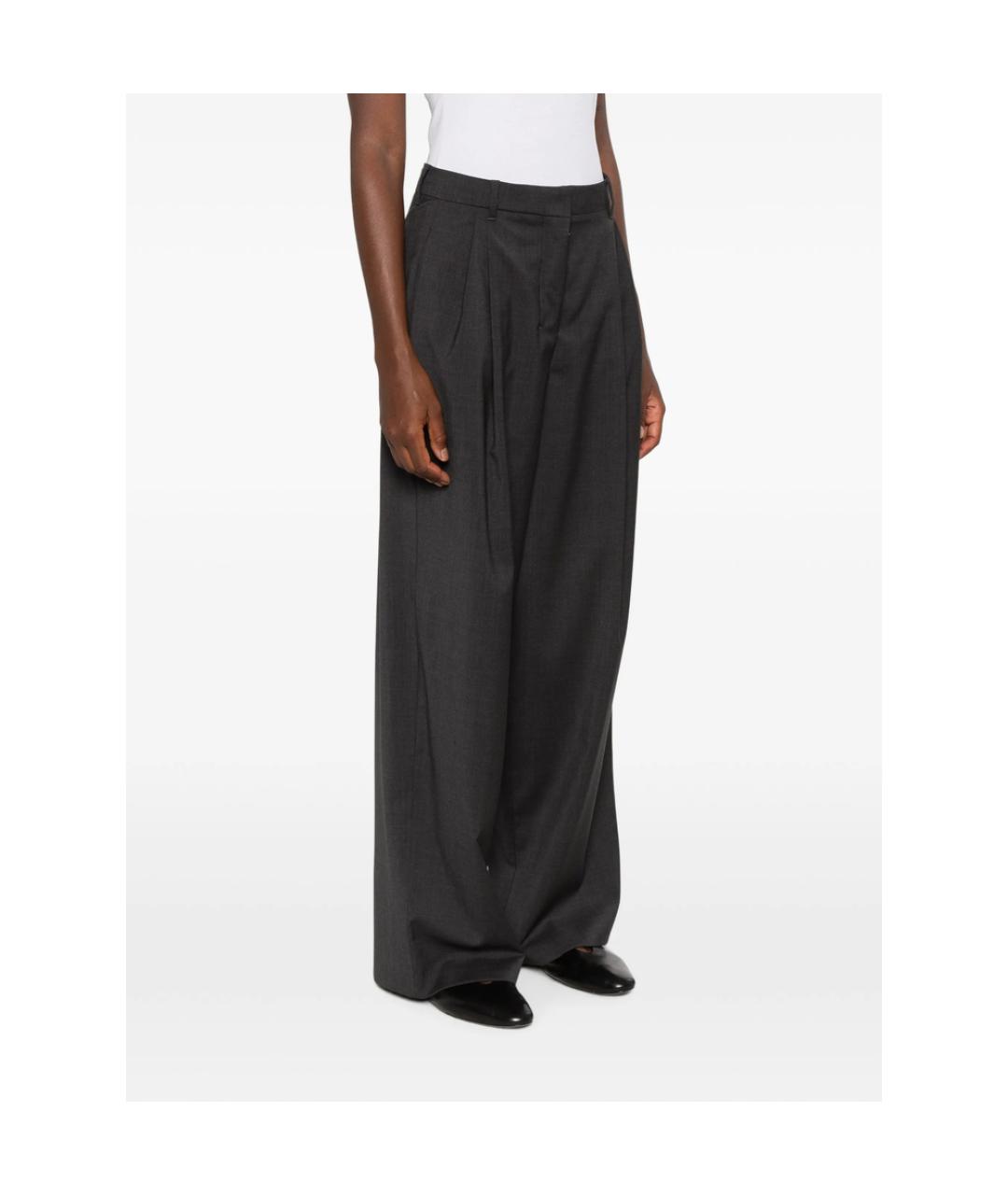 'S MAX MARA Серые шерстяные прямые брюки, фото 3