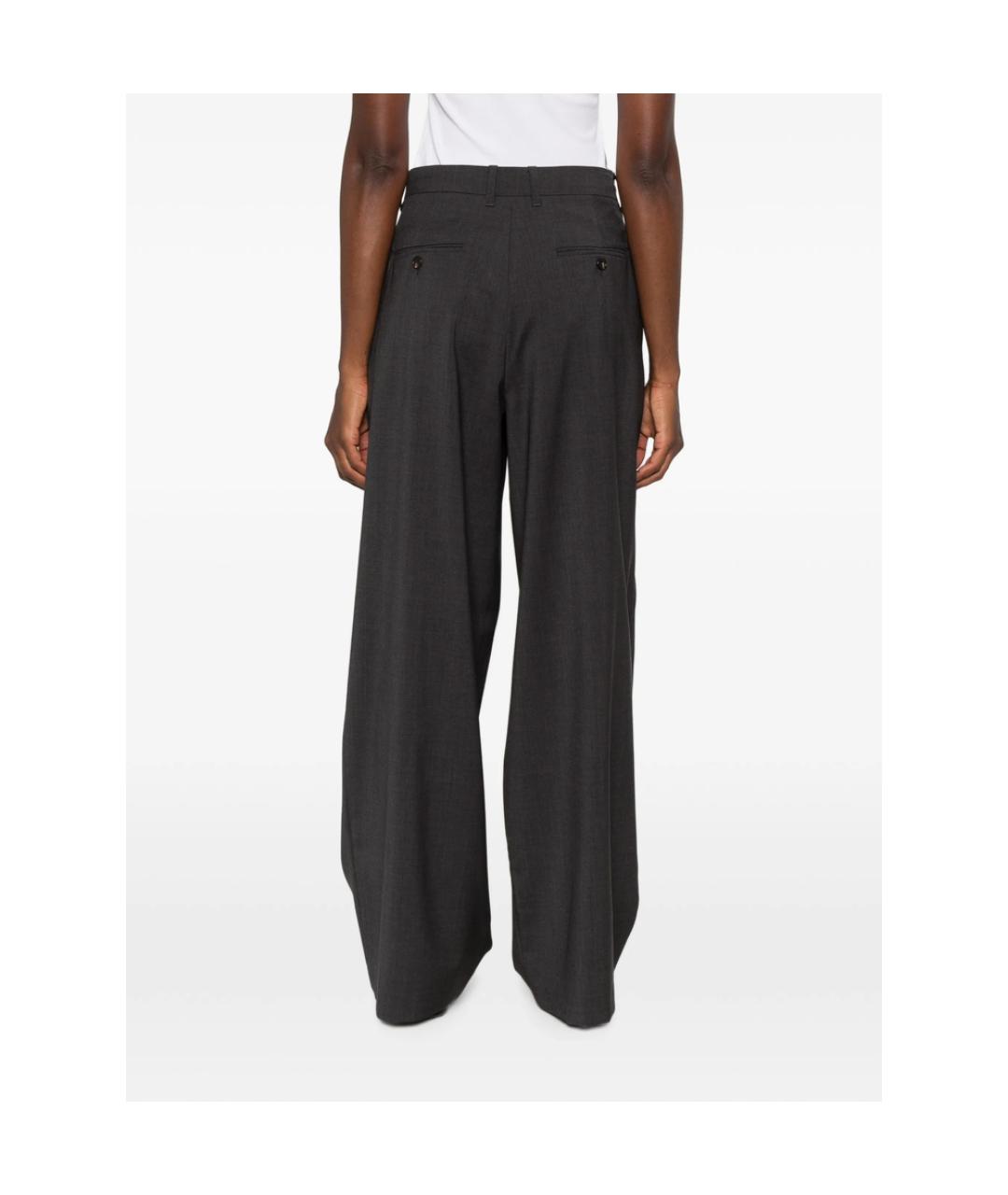 'S MAX MARA Серые шерстяные прямые брюки, фото 4
