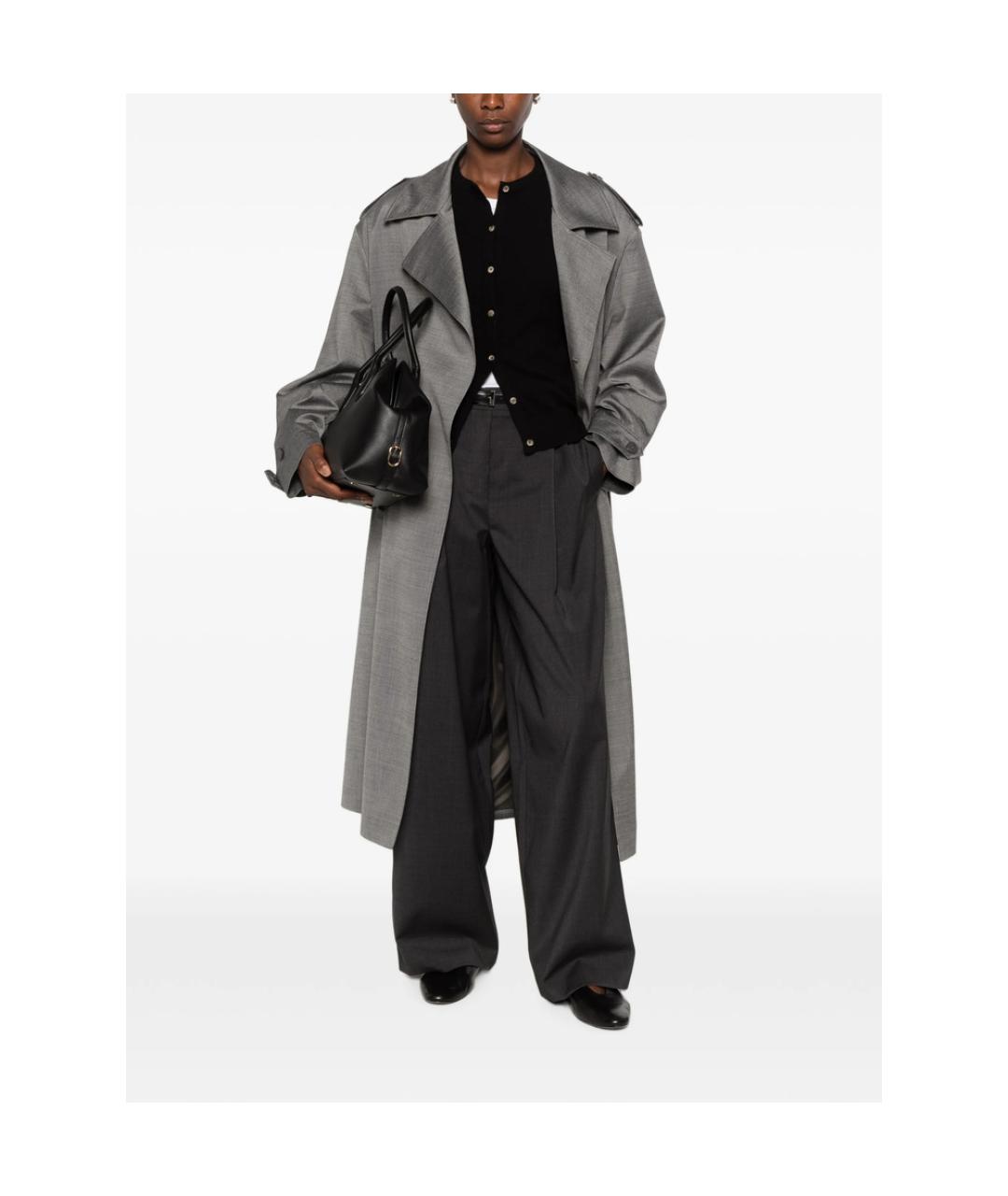'S MAX MARA Серые шерстяные прямые брюки, фото 2