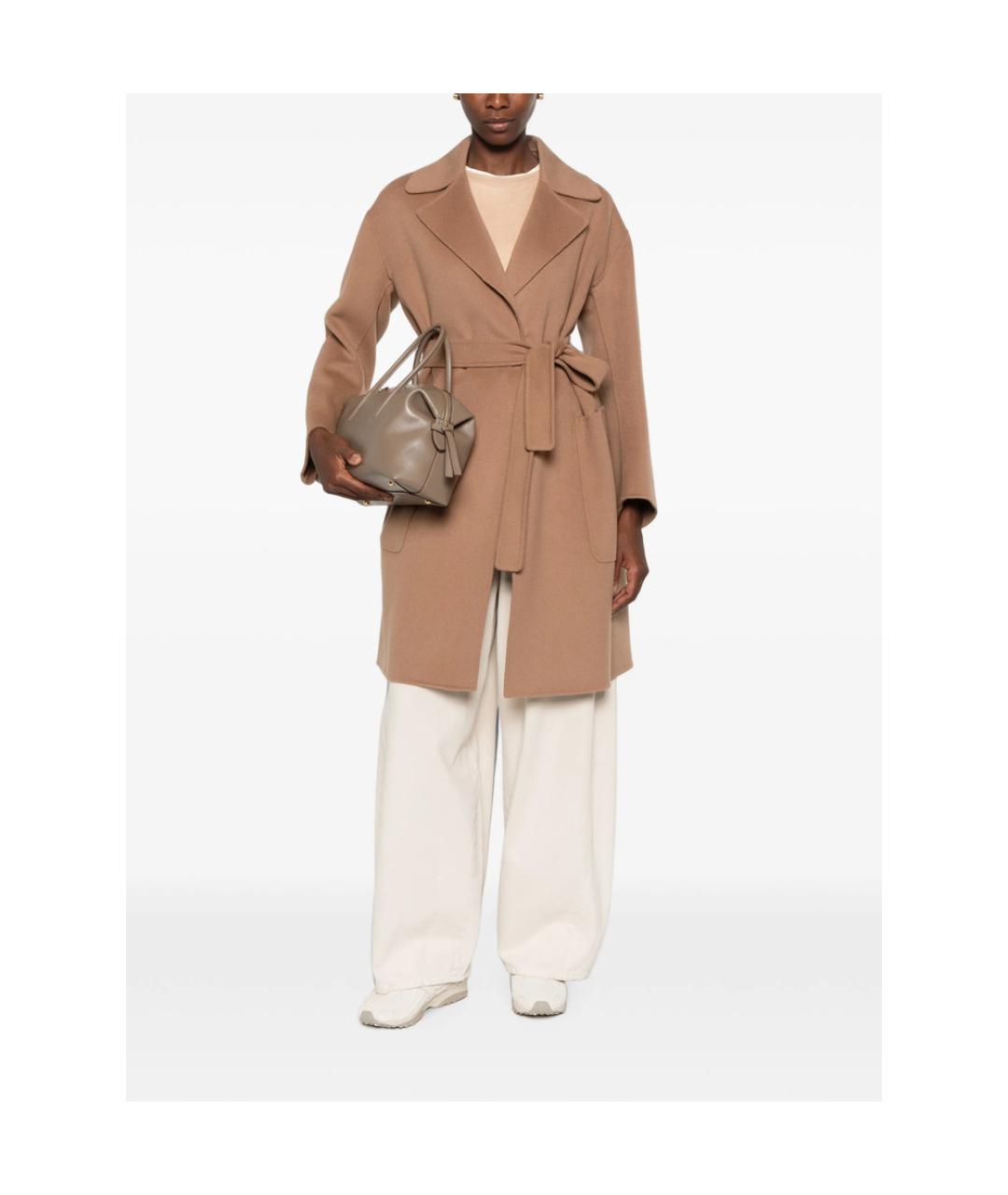 'S MAX MARA Коричневое шерстяное пальто, фото 4