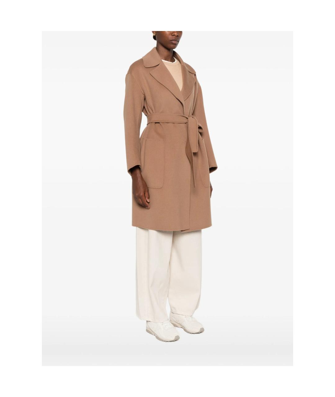 'S MAX MARA Коричневое шерстяное пальто, фото 3
