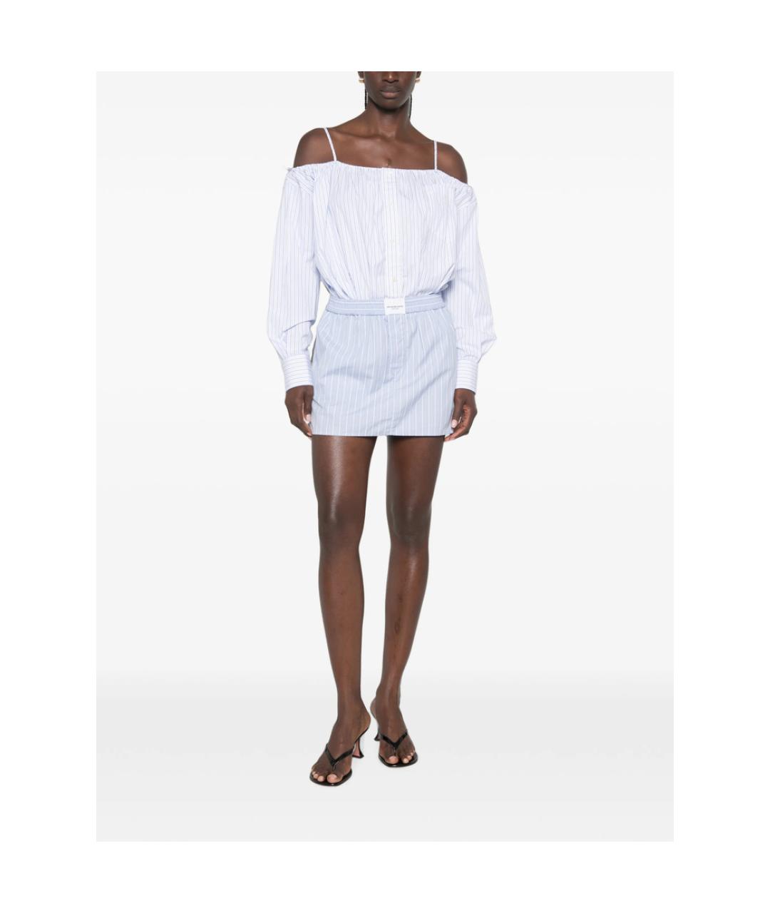 ALEXANDER WANG Голубое хлопковое повседневное платье, фото 5