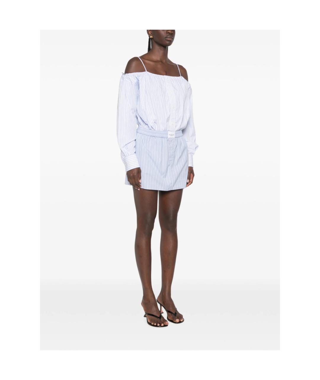 ALEXANDER WANG Голубое хлопковое повседневное платье, фото 4