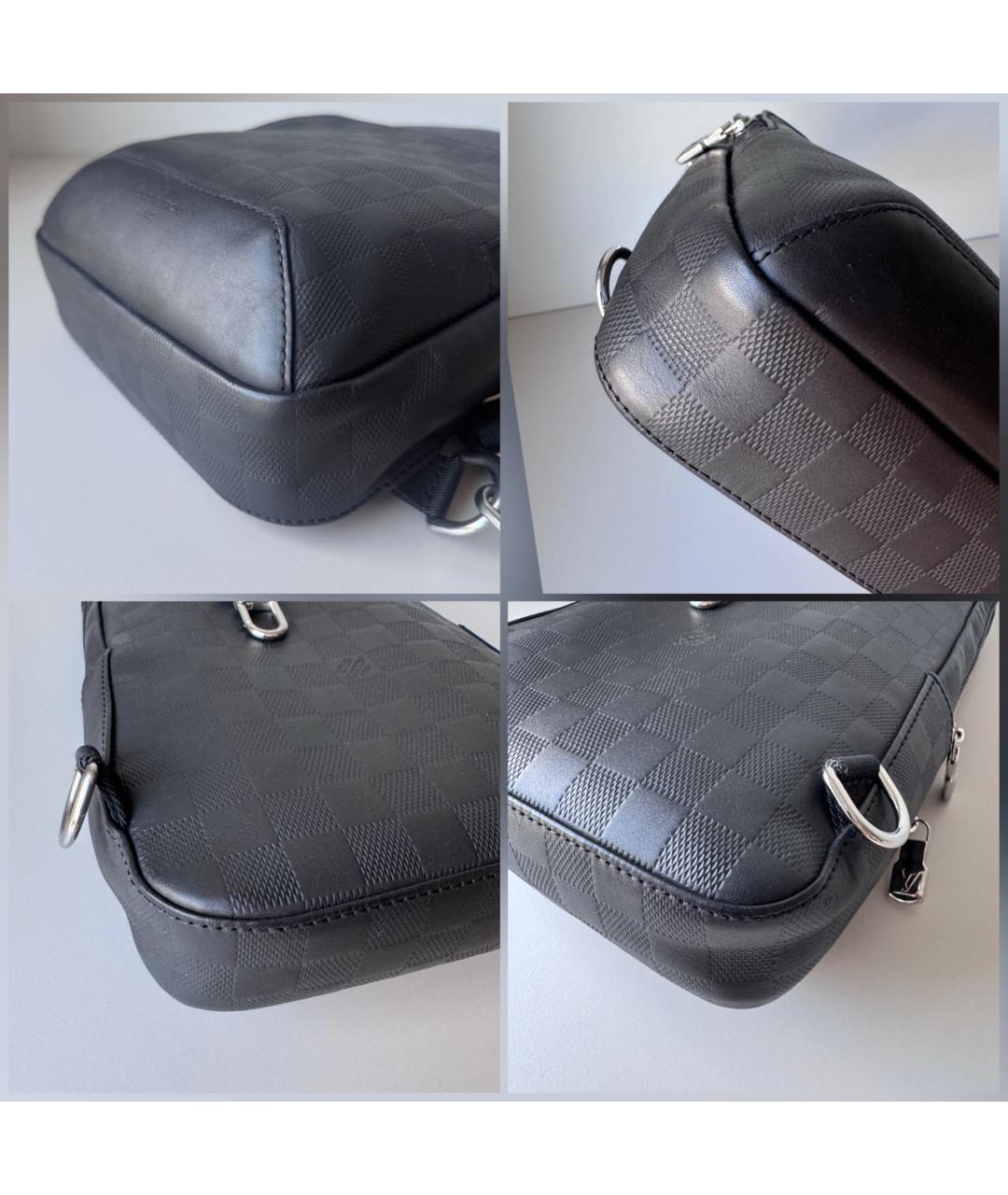 LOUIS VUITTON Черная кожаная сумка на плечо, фото 8