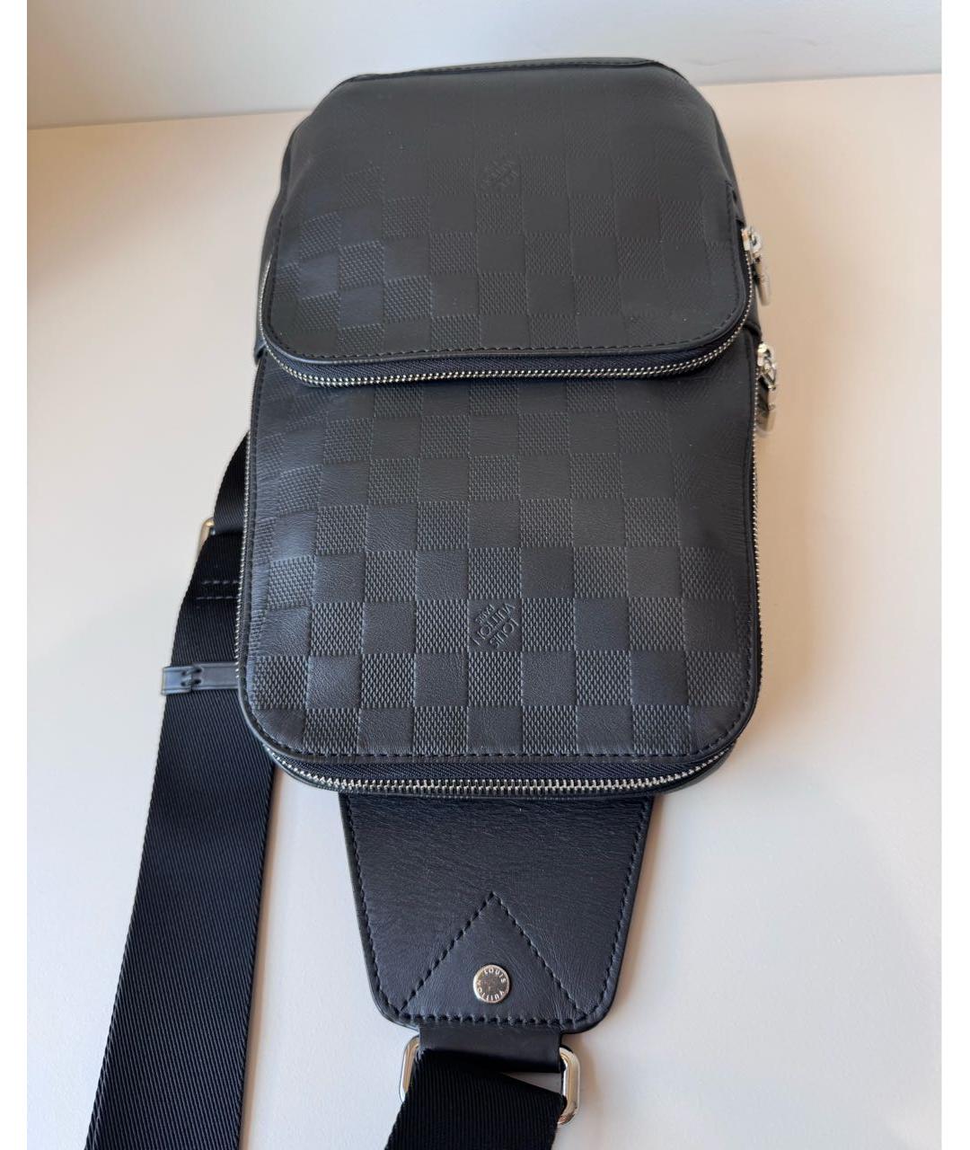 LOUIS VUITTON Черная кожаная сумка на плечо, фото 5
