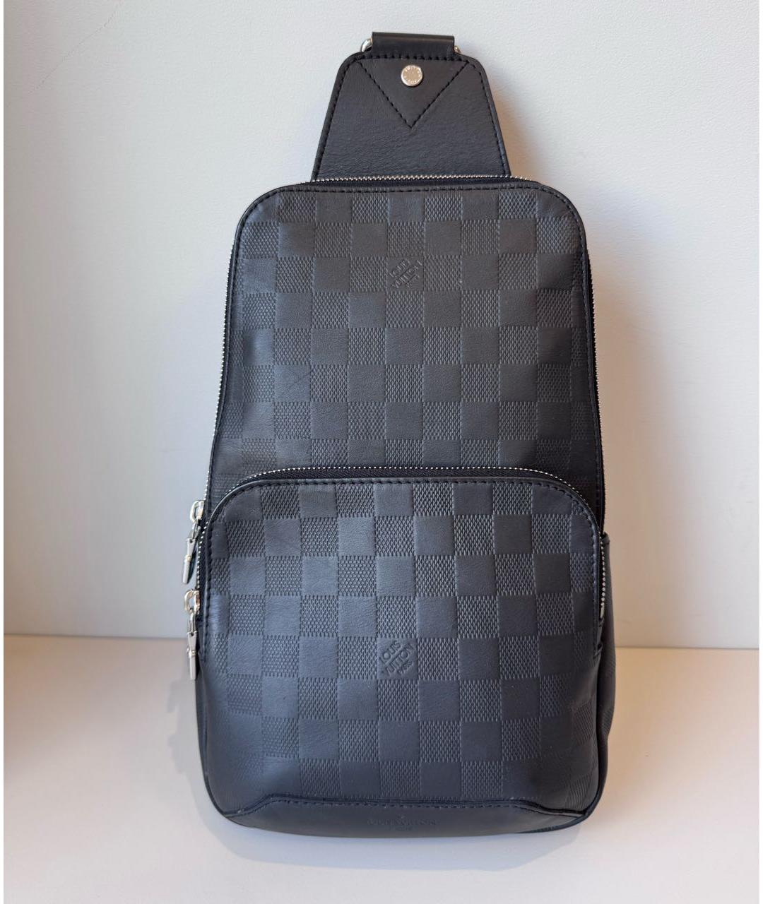 LOUIS VUITTON Черная кожаная сумка на плечо, фото 9