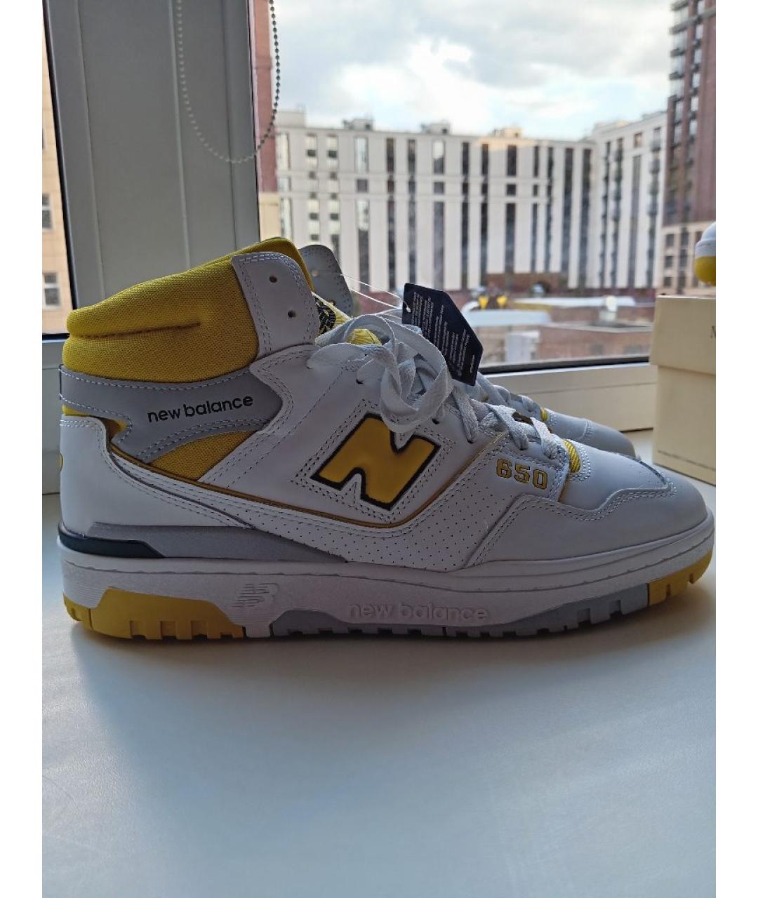 NEW BALANCE Белые кожаные высокие кроссовки / кеды, фото 6