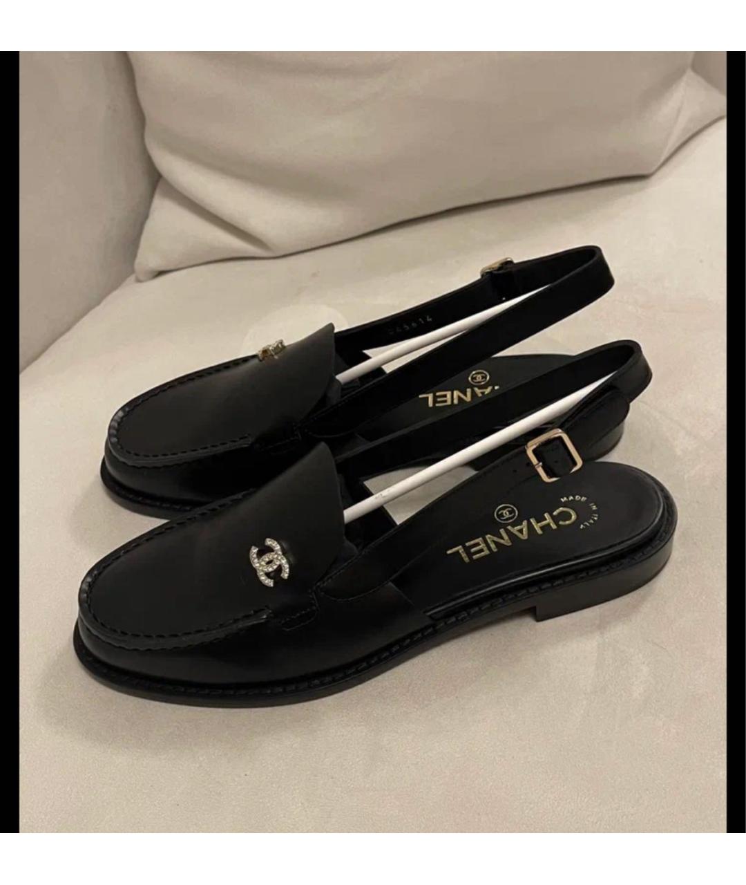 CHANEL Черные кожаные лоферы, фото 3