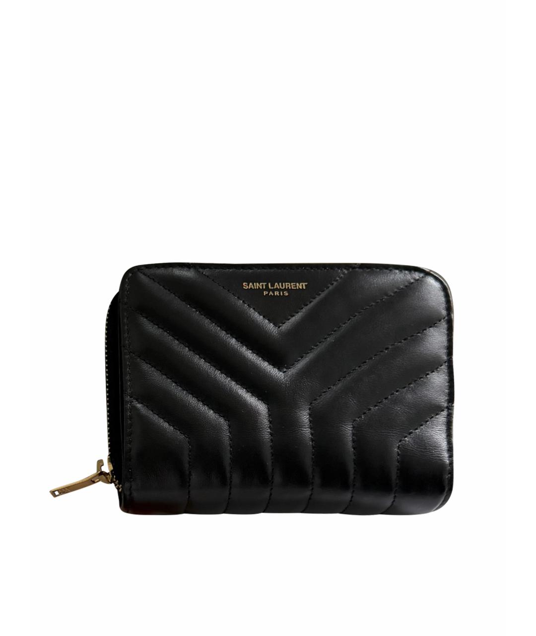 SAINT LAURENT Черный кожаный кошелек, фото 1