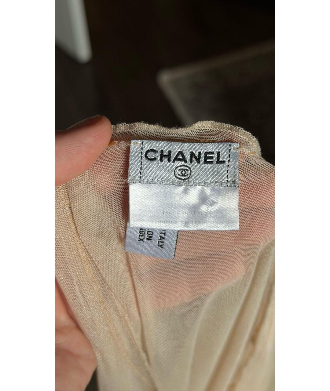 CHANEL Бежевая сетчатая майка, фото 5