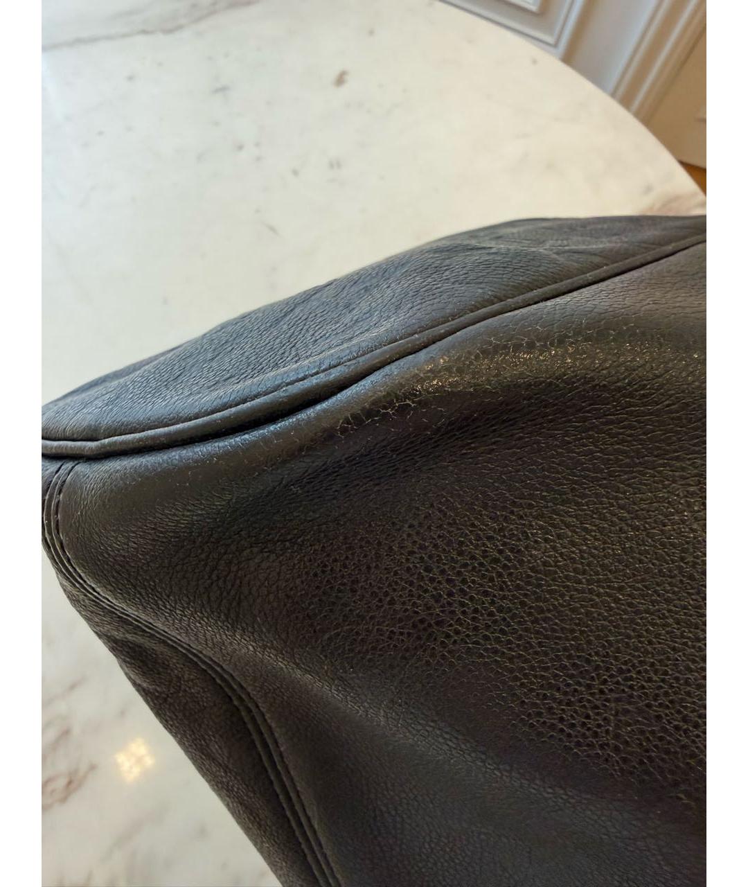 LOUIS VUITTON Черная кожаная сумка тоут, фото 4