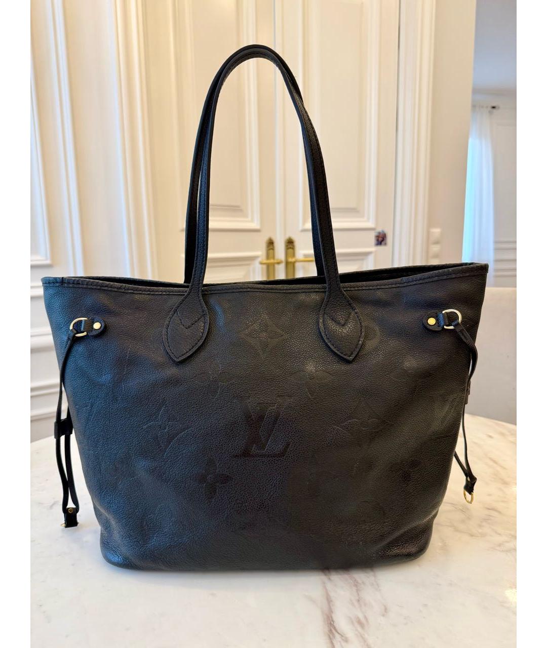 LOUIS VUITTON Черная кожаная сумка тоут, фото 8