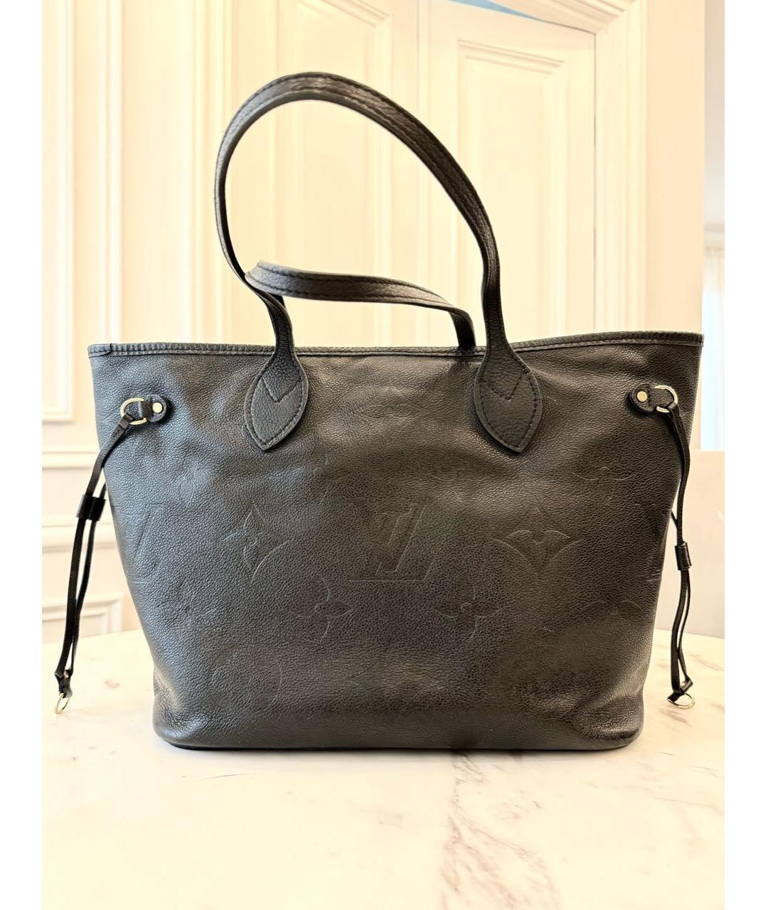 LOUIS VUITTON Черная кожаная сумка тоут, фото 7