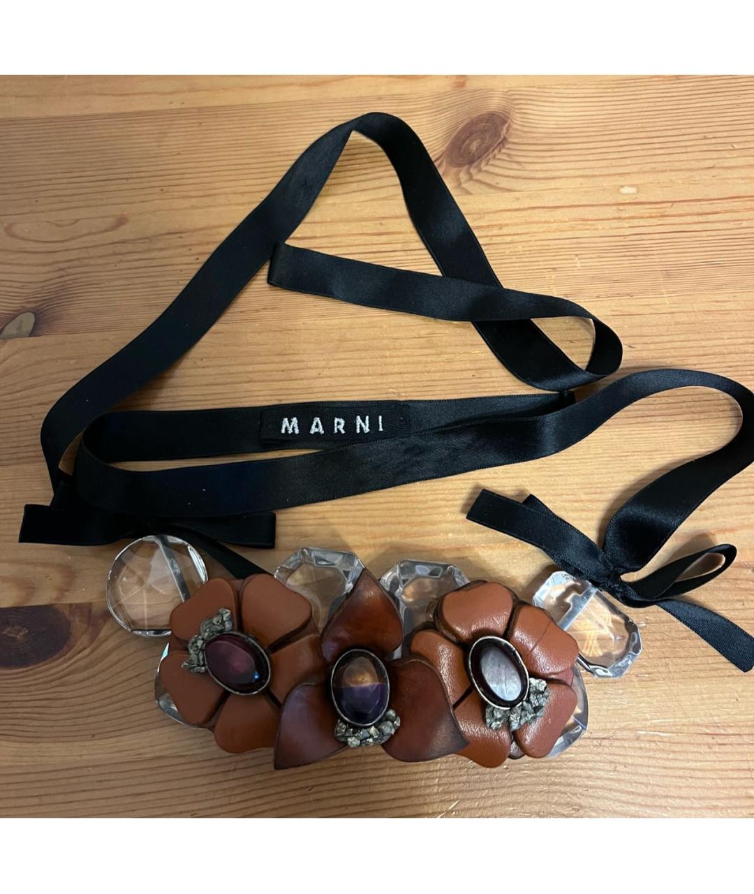 MARNI Коричневое кожаное колье, фото 4