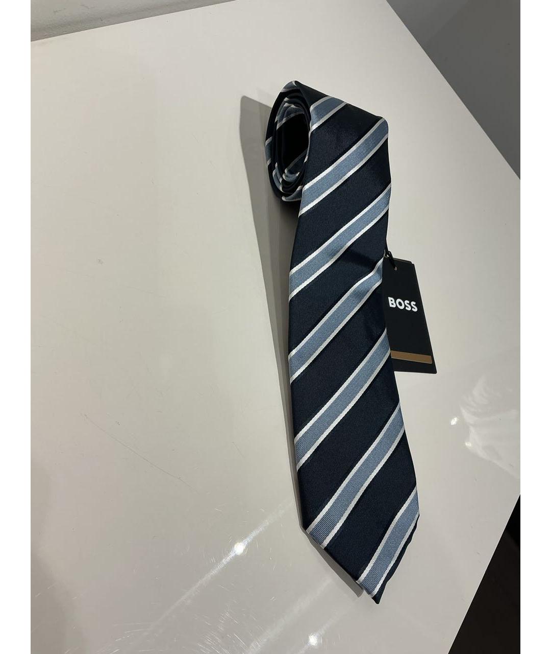 HUGO BOSS Синий шелковый галстук, фото 2