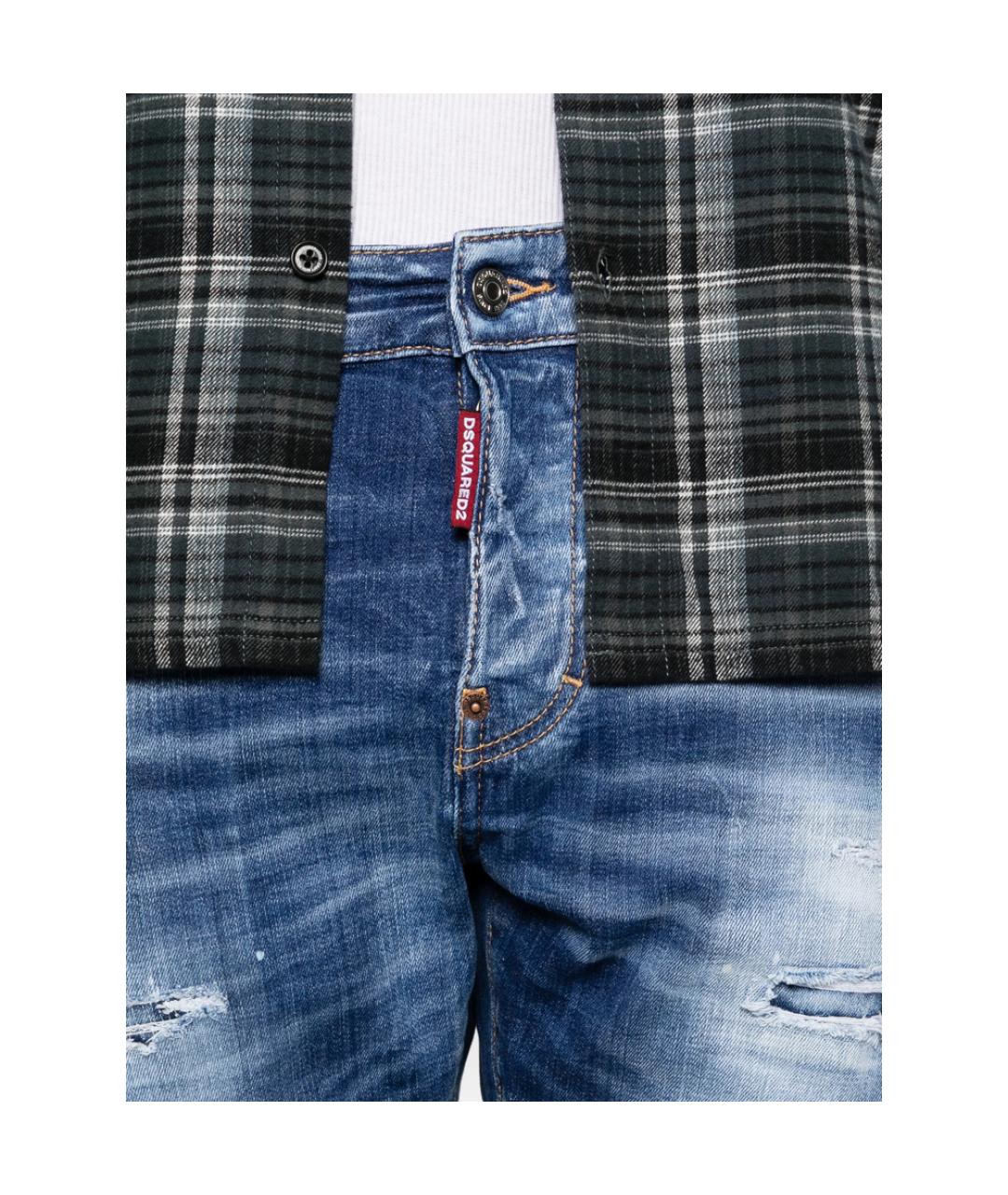DSQUARED2 Синие хлопковые прямые джинсы, фото 3