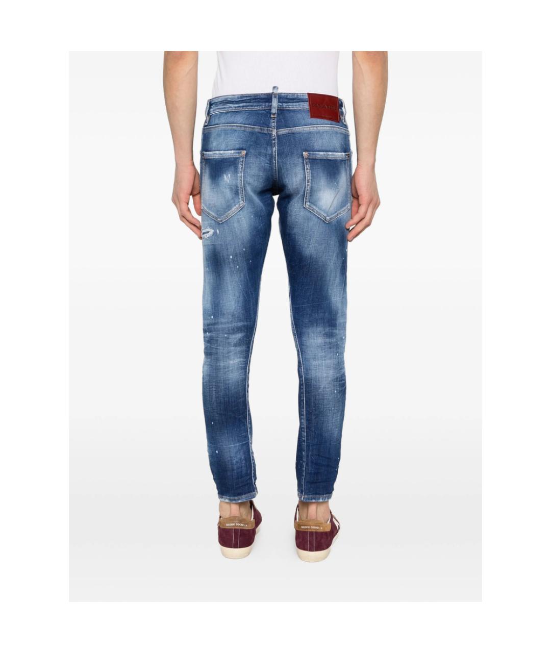 DSQUARED2 Синие хлопковые прямые джинсы, фото 4