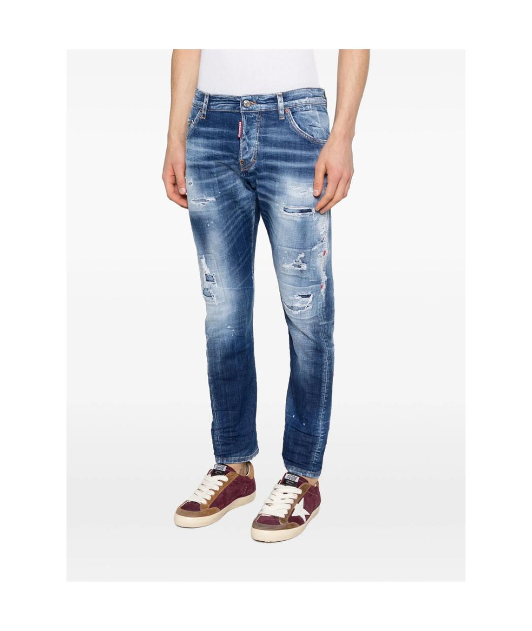 DSQUARED2 Синие хлопковые прямые джинсы, фото 2