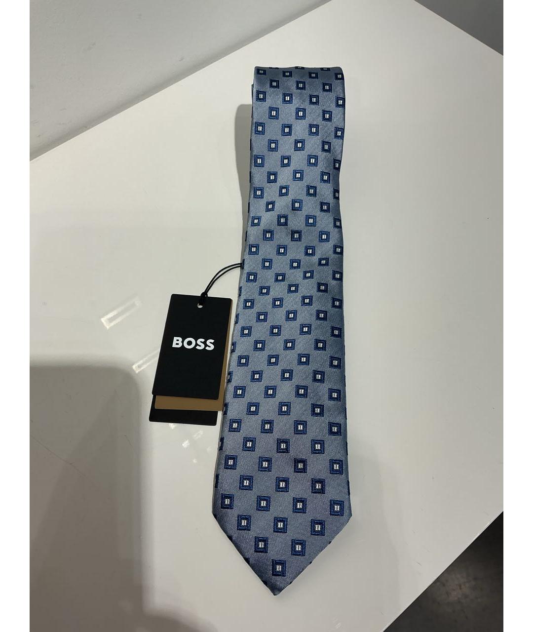 HUGO BOSS Голубой шелковый галстук, фото 4