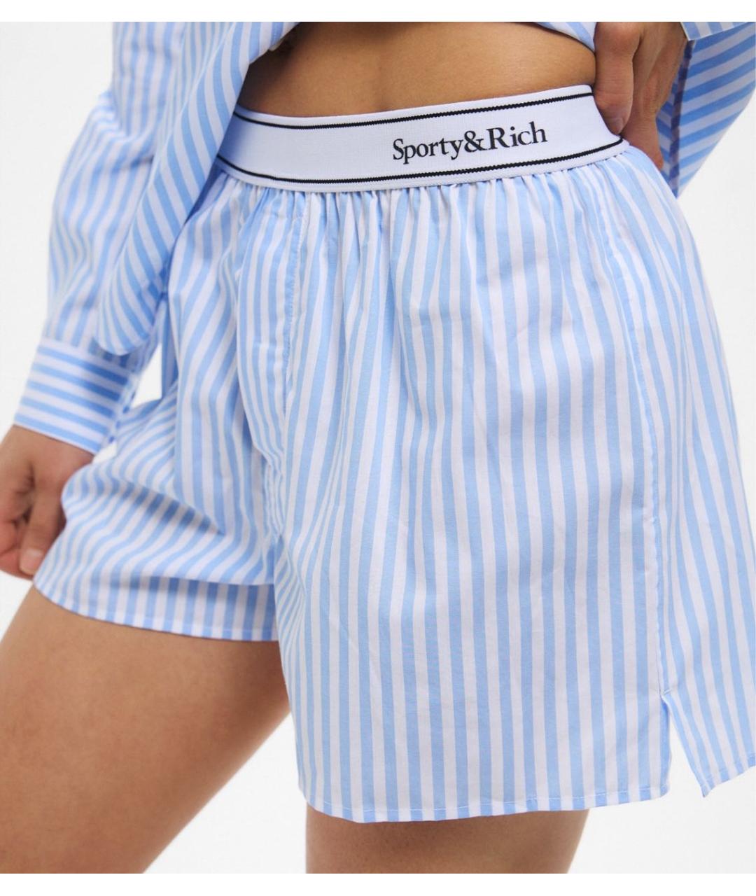 SPORTY AND RICH Голубые хлопковые шорты, фото 2