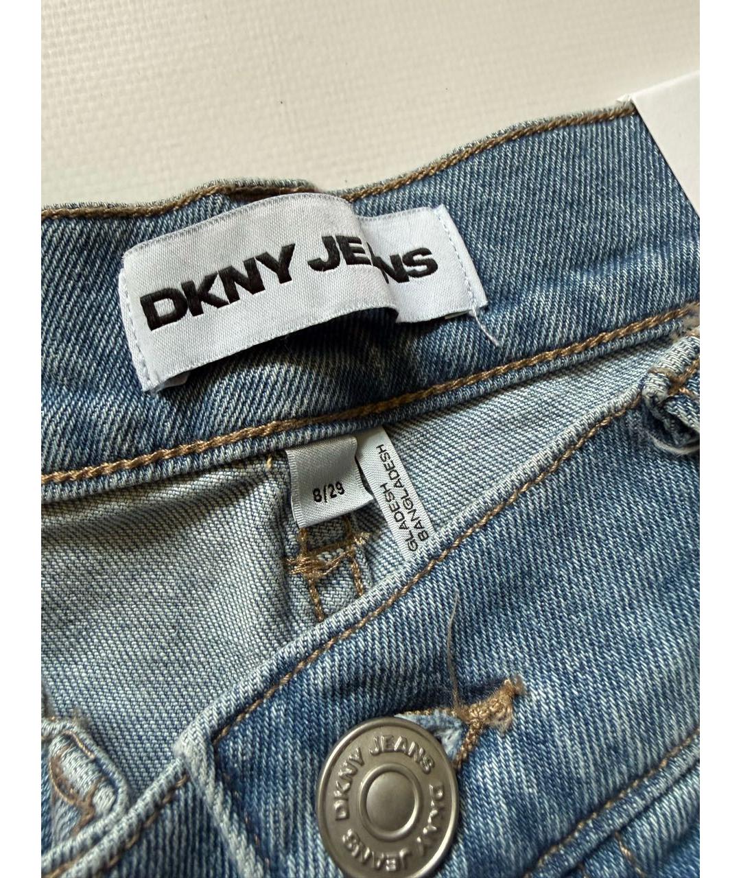 DKNY Голубые хлопко-эластановые прямые джинсы, фото 3
