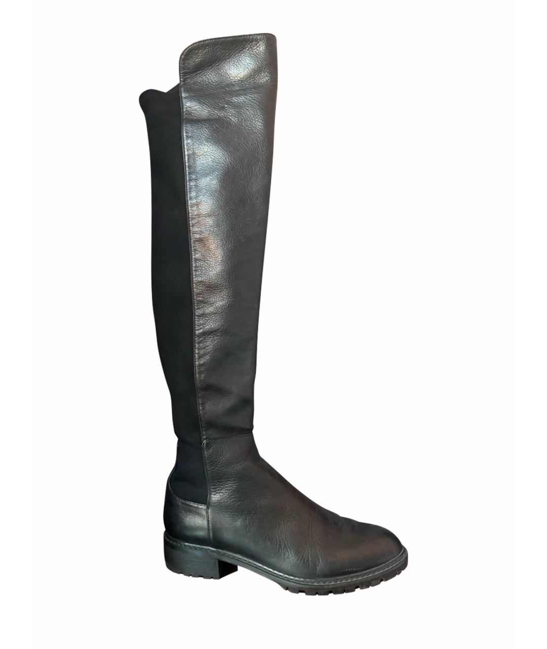STUART WEITZMAN Черные кожаные сапоги, фото 1