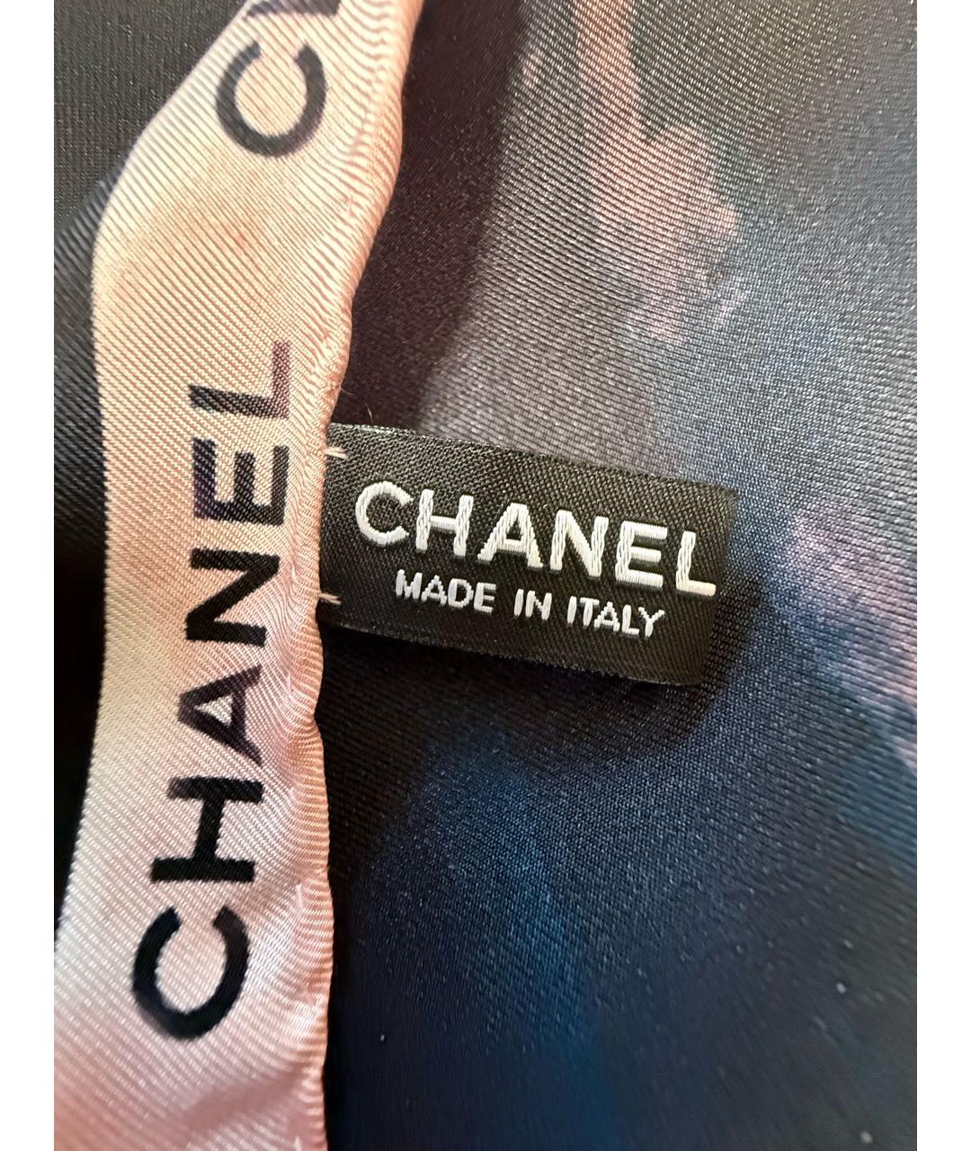 CHANEL Черный шелковый платок, фото 7