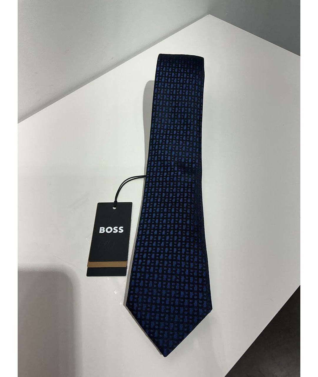 HUGO BOSS Темно-синий шелковый галстук, фото 4