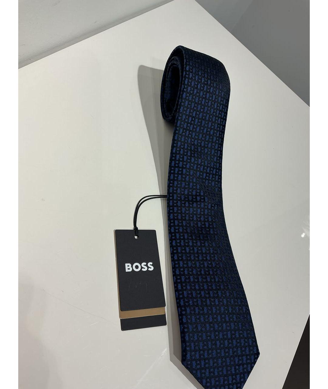 HUGO BOSS Темно-синий шелковый галстук, фото 2
