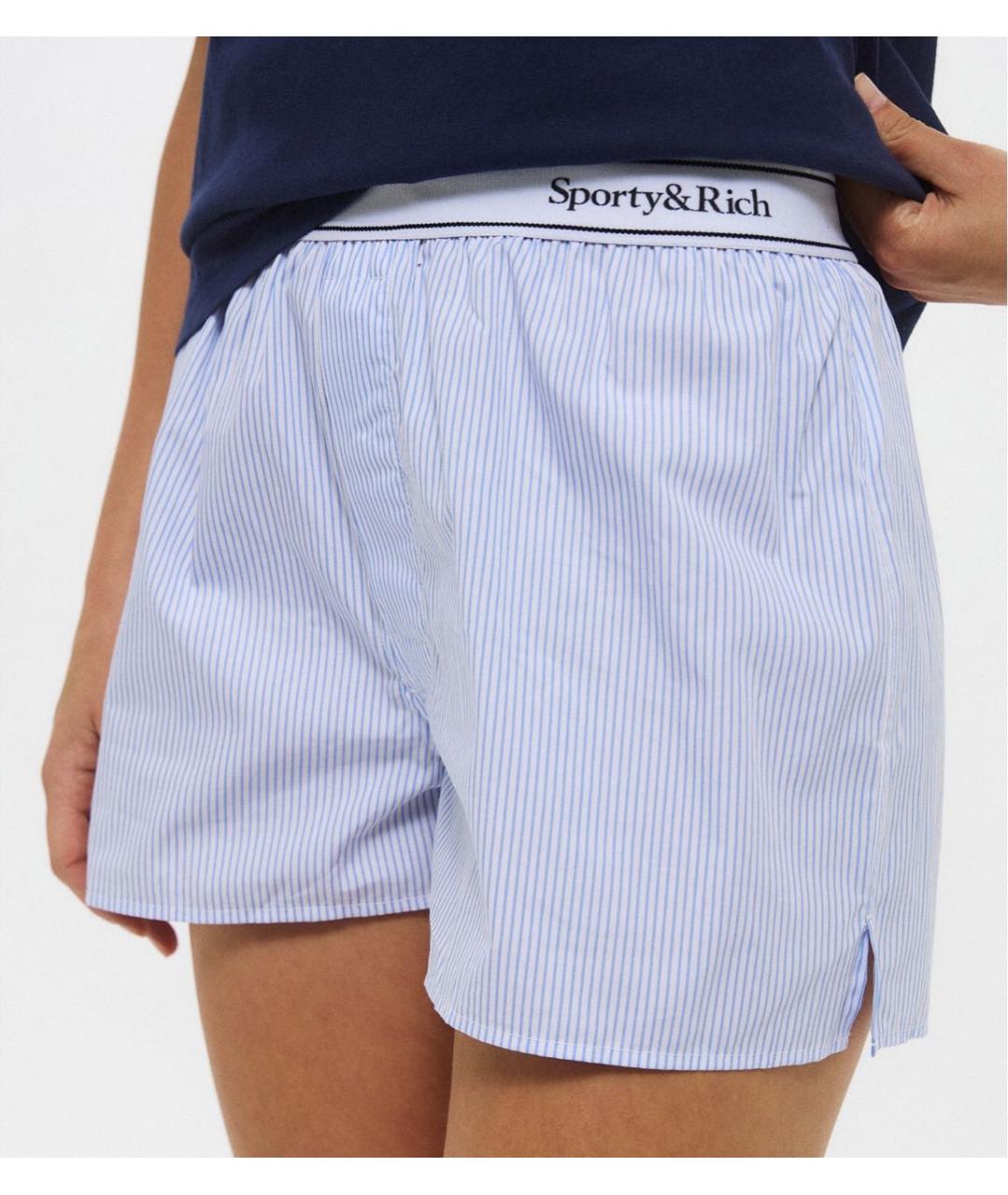 SPORTY AND RICH Голубые хлопковые шорты, фото 2