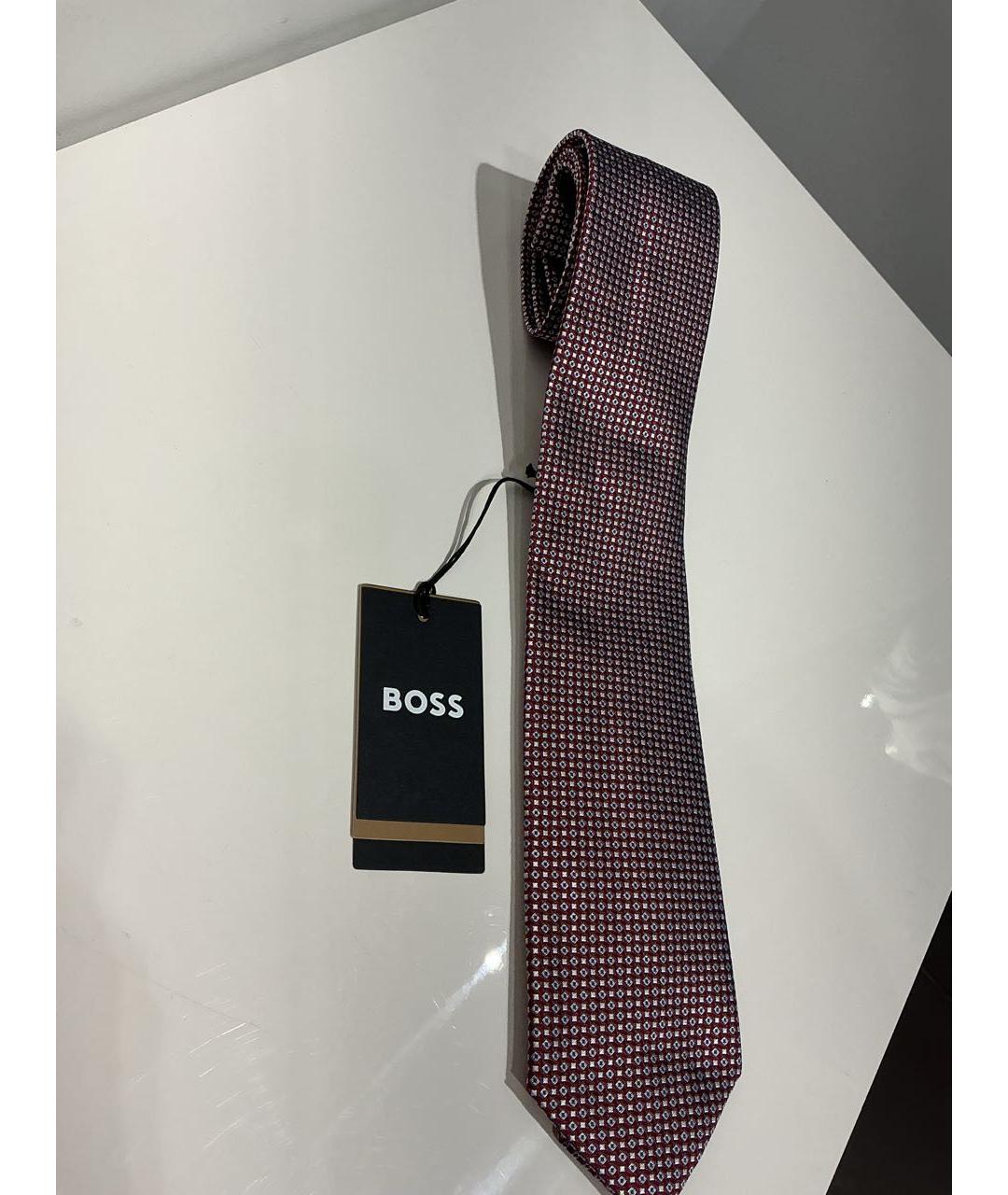 HUGO BOSS Бордовый шелковый галстук, фото 2