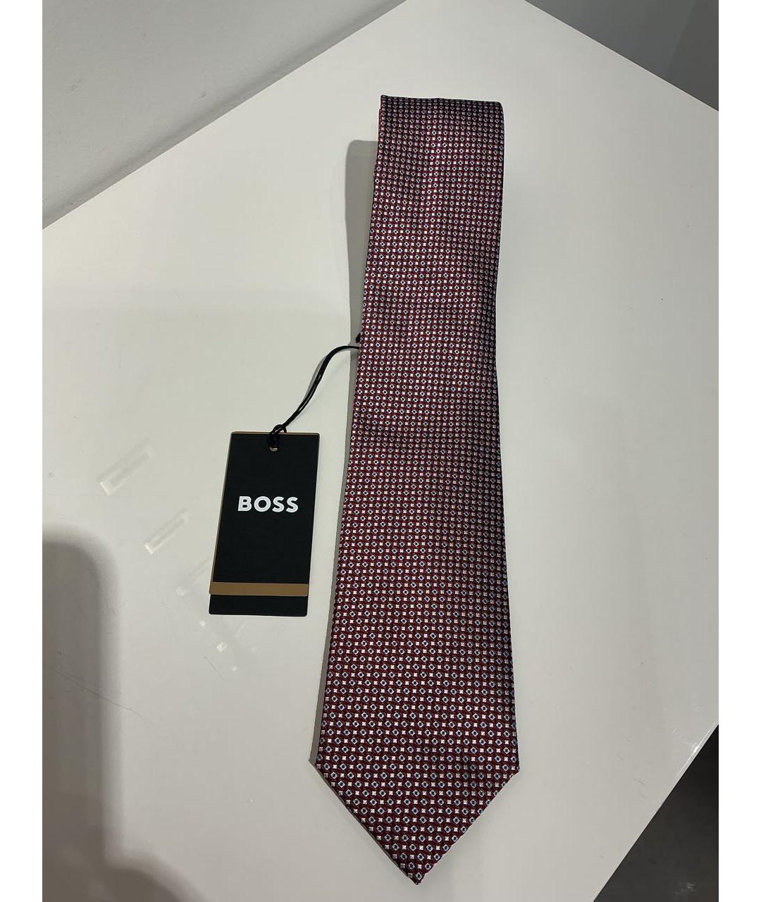 HUGO BOSS Бордовый шелковый галстук, фото 4