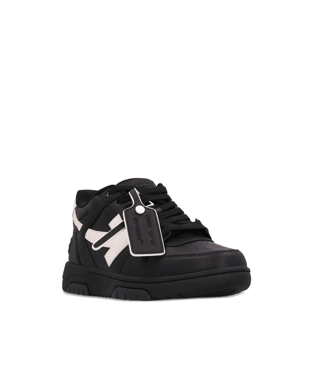 OFF-WHITE Черные кожаные низкие кроссовки / кеды, фото 5