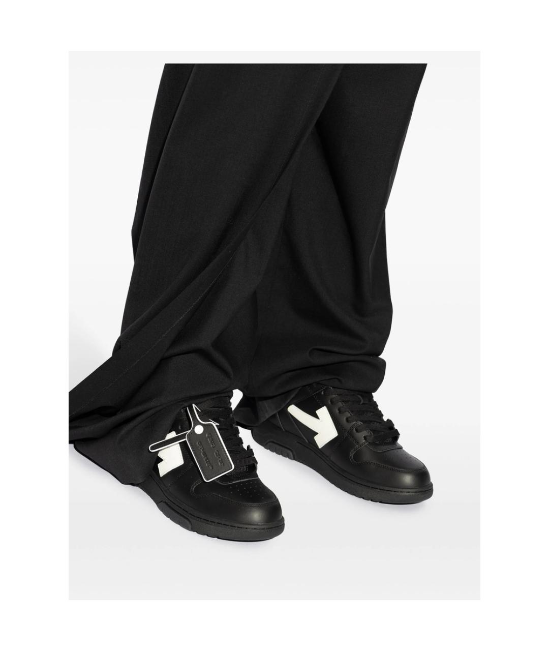 OFF-WHITE Черные кожаные низкие кроссовки / кеды, фото 2