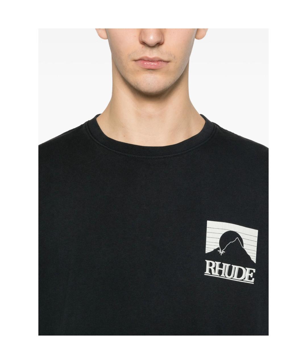 RHUDE Черная хлопковая футболка, фото 2