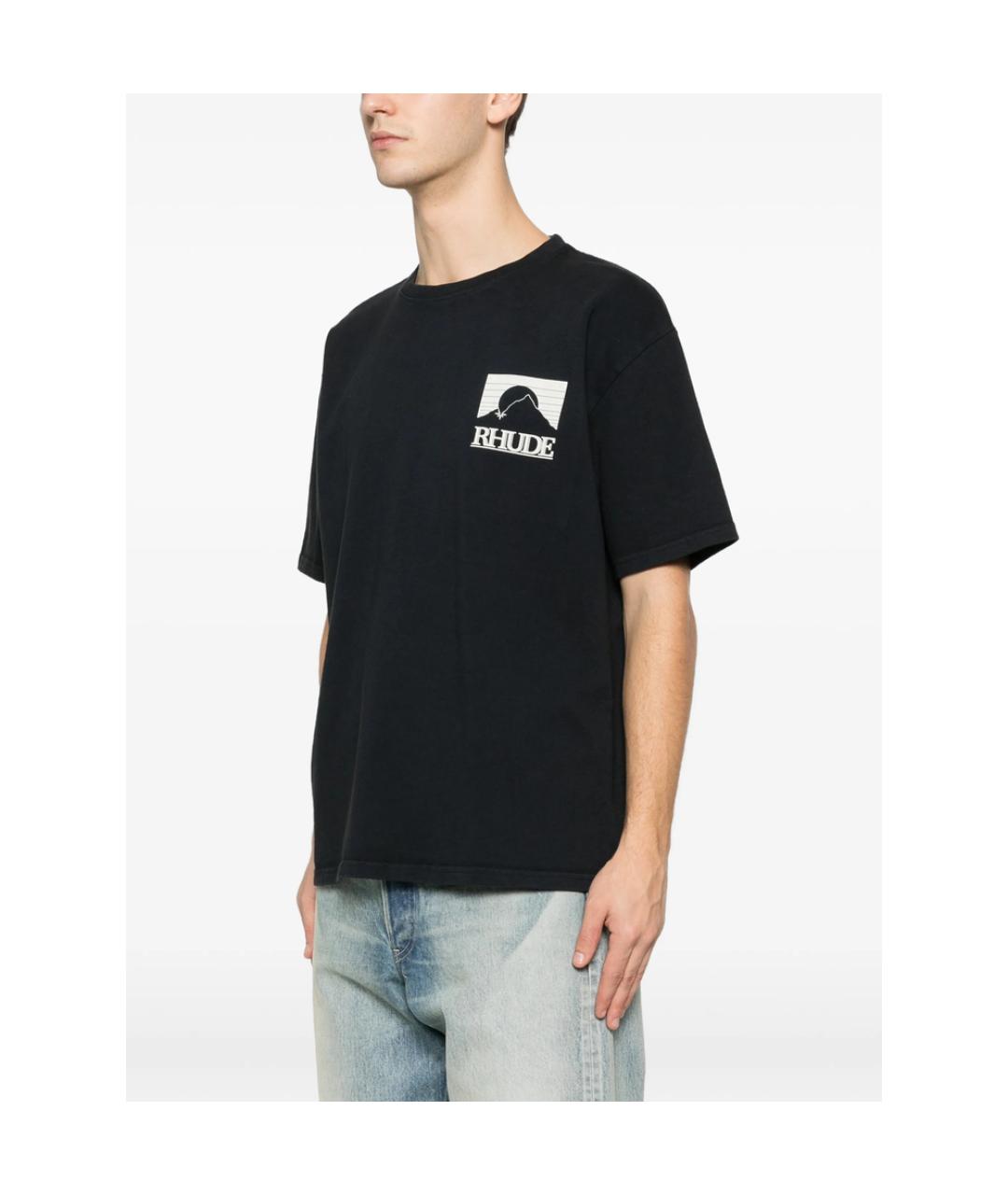 RHUDE Черная хлопковая футболка, фото 3