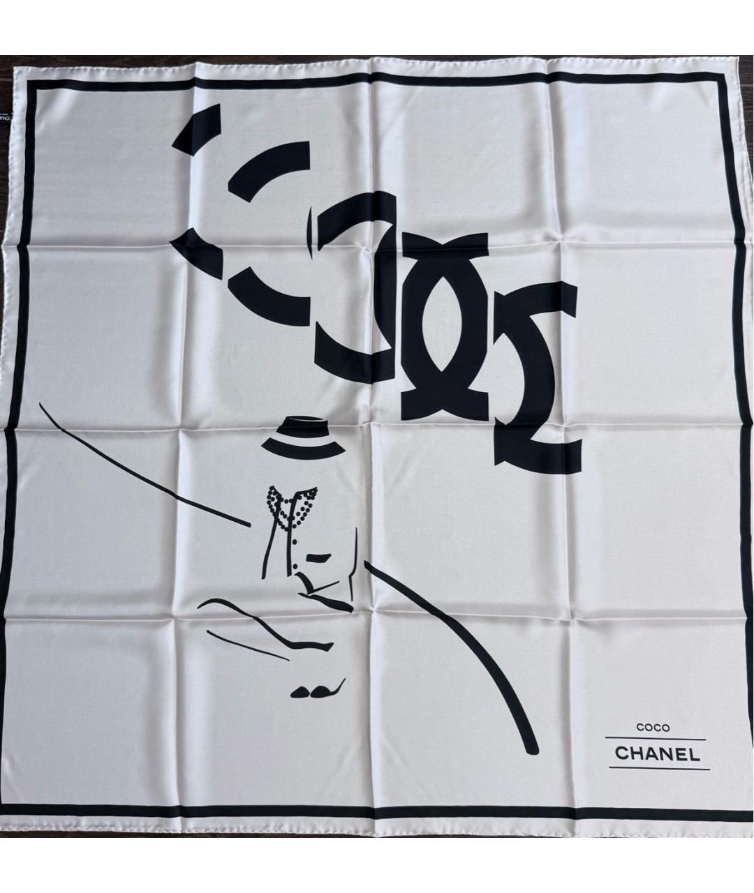 CHANEL Бежевый шелковый платок, фото 4