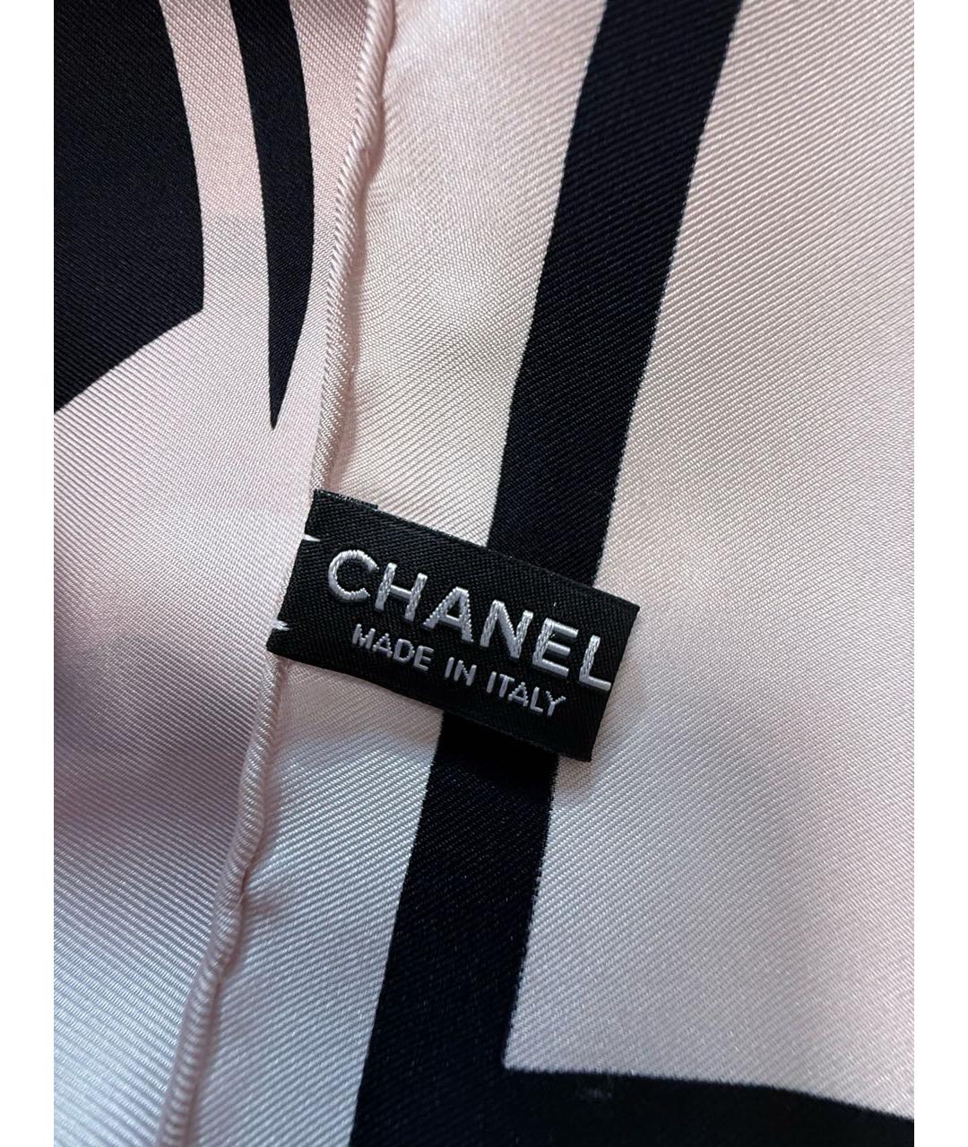 CHANEL Бежевый шелковый платок, фото 5