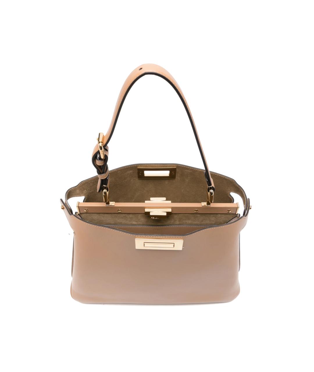 FENDI Коричневая кожаная сумка тоут, фото 4